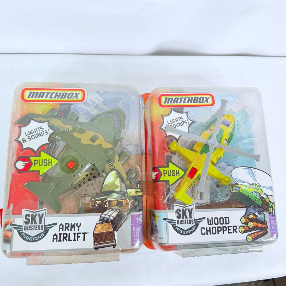 Matchbox Sky Busters Missions Army Airlift & Wood Chopper Lights Sounds J3781